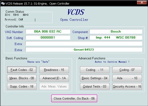 VAGCOM V15.7.1 Yazılım Ekranı 3