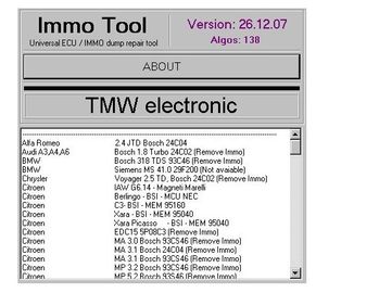 İyi bir fiyat. IMMO aracı v26.12.2007, otomotiv tamir ECUs, çalınmaya teşhis yazılımı çevrimiçi